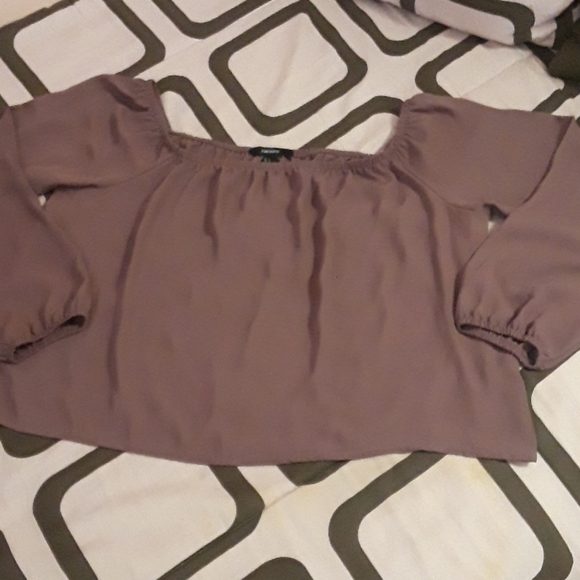 EUC Forever 21 Womens Mauve Crop Top 3/4 Sleeves - Picture 4 of 4